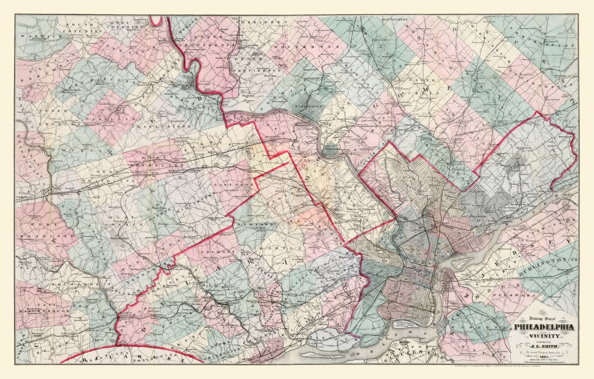 Preview of Vintage Map of Philadelphia, Pennsylvania 1882