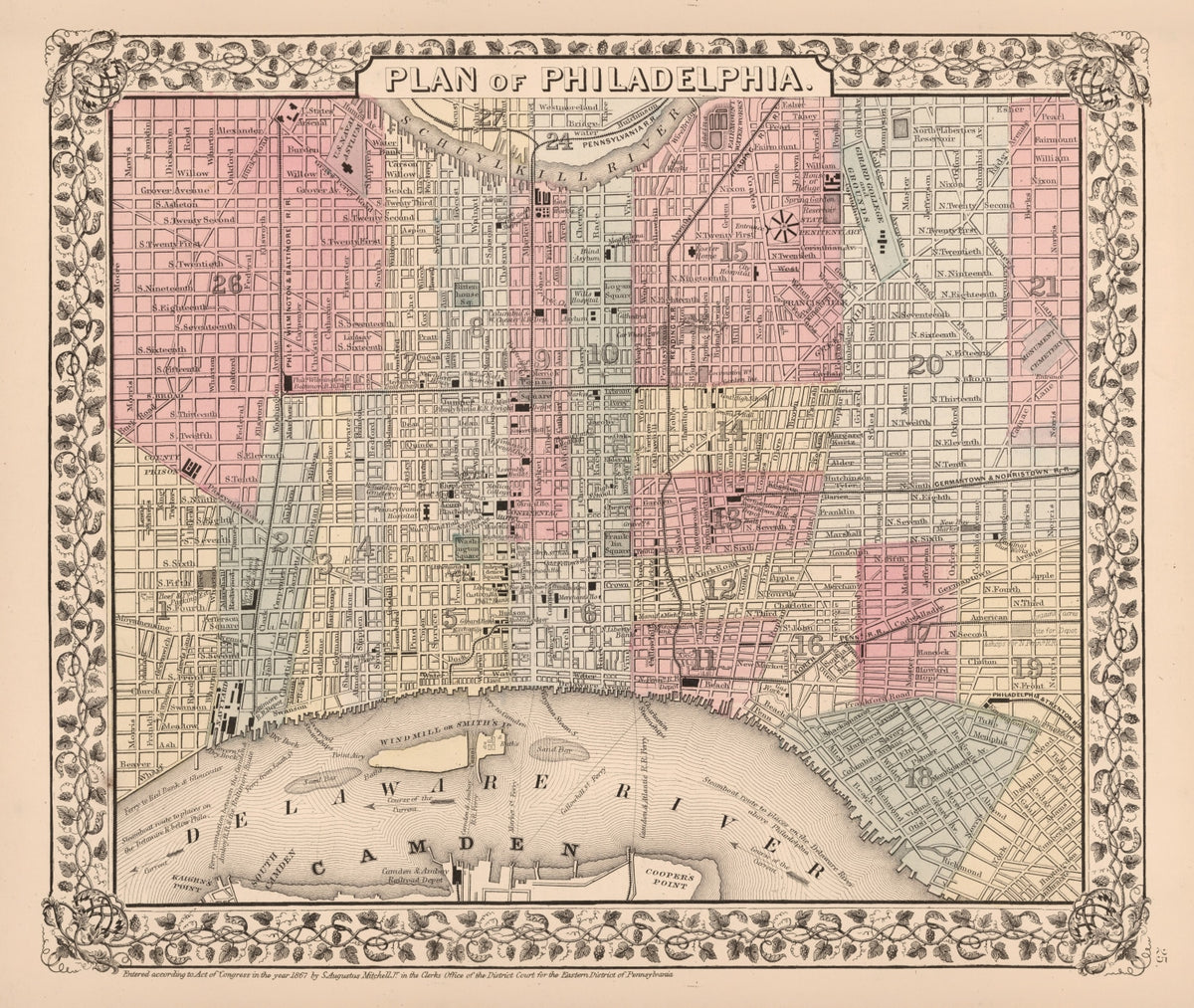 Preview of Vintage Map of Philadelphia, Pennsylvania 1868