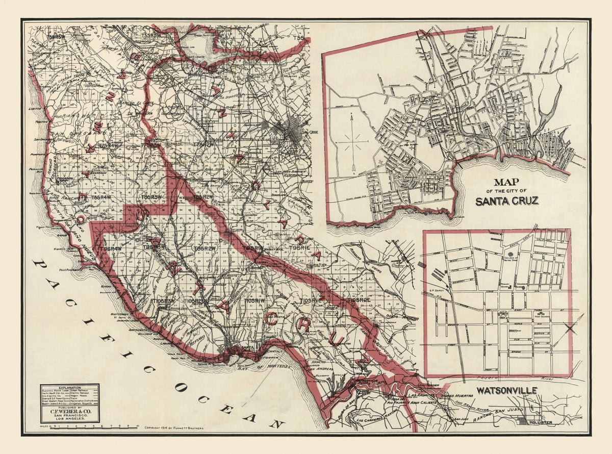 Preview of Vintage Map of Santa Cruz County, California 1914