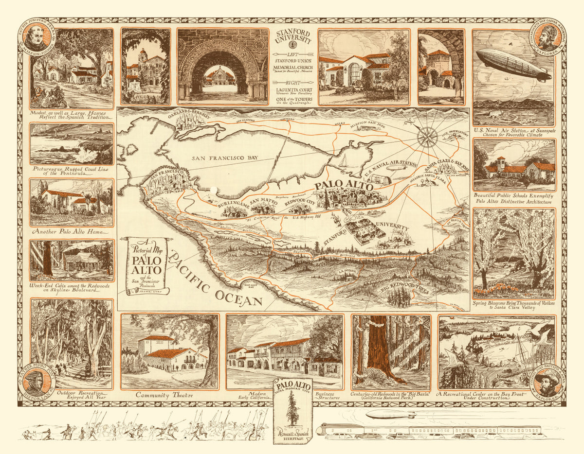 Preview of Vintage Map of Palo Alto, California 1925