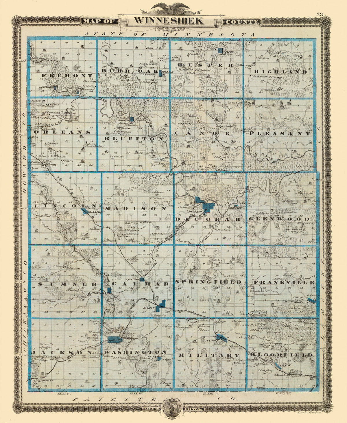 Preview of Vintage Map of Winneshiek County, Iowa 1875