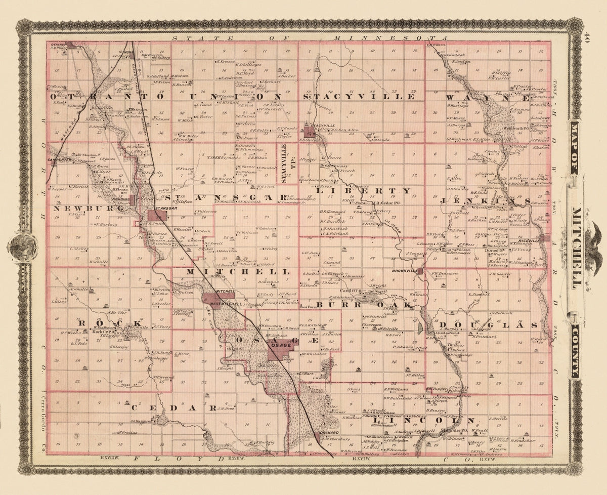 Preview of Vintage Map of Mitchell County, Iowa 1875