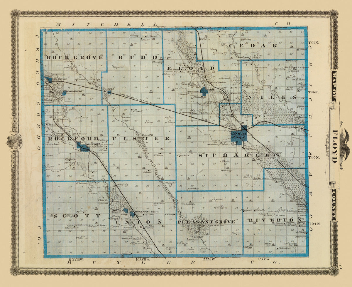 Preview of Vintage Map of Floyd County, Iowa 1875