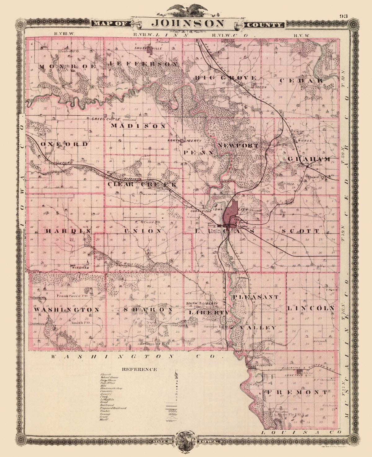 Preview of Vintage Map of Johnson County, Iowa 1875