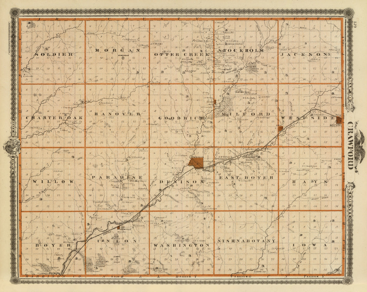 Preview of Vintage Map of Crawford County, Iowa 1875