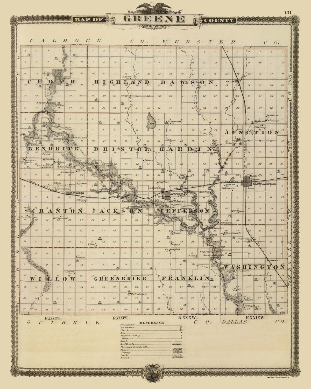 Preview of Vintage Map of Greene County, Iowa 1875