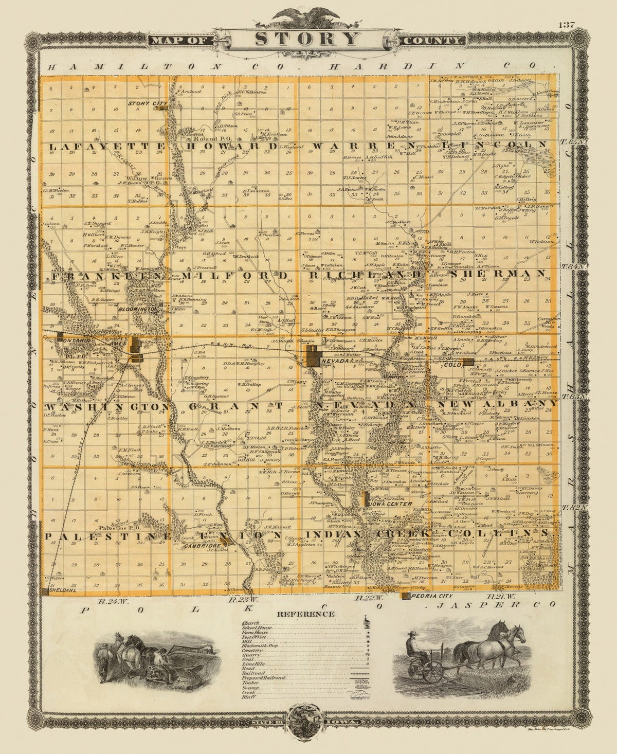 Preview of Vintage Map of Story County, Iowa 1875