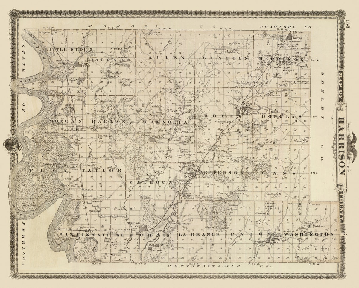 Preview of Vintage Map of Harrison County, Iowa 1875