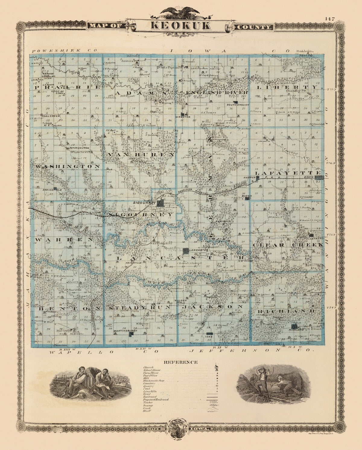 Preview of Vintage Map of Keokuk County, Iowa 1875