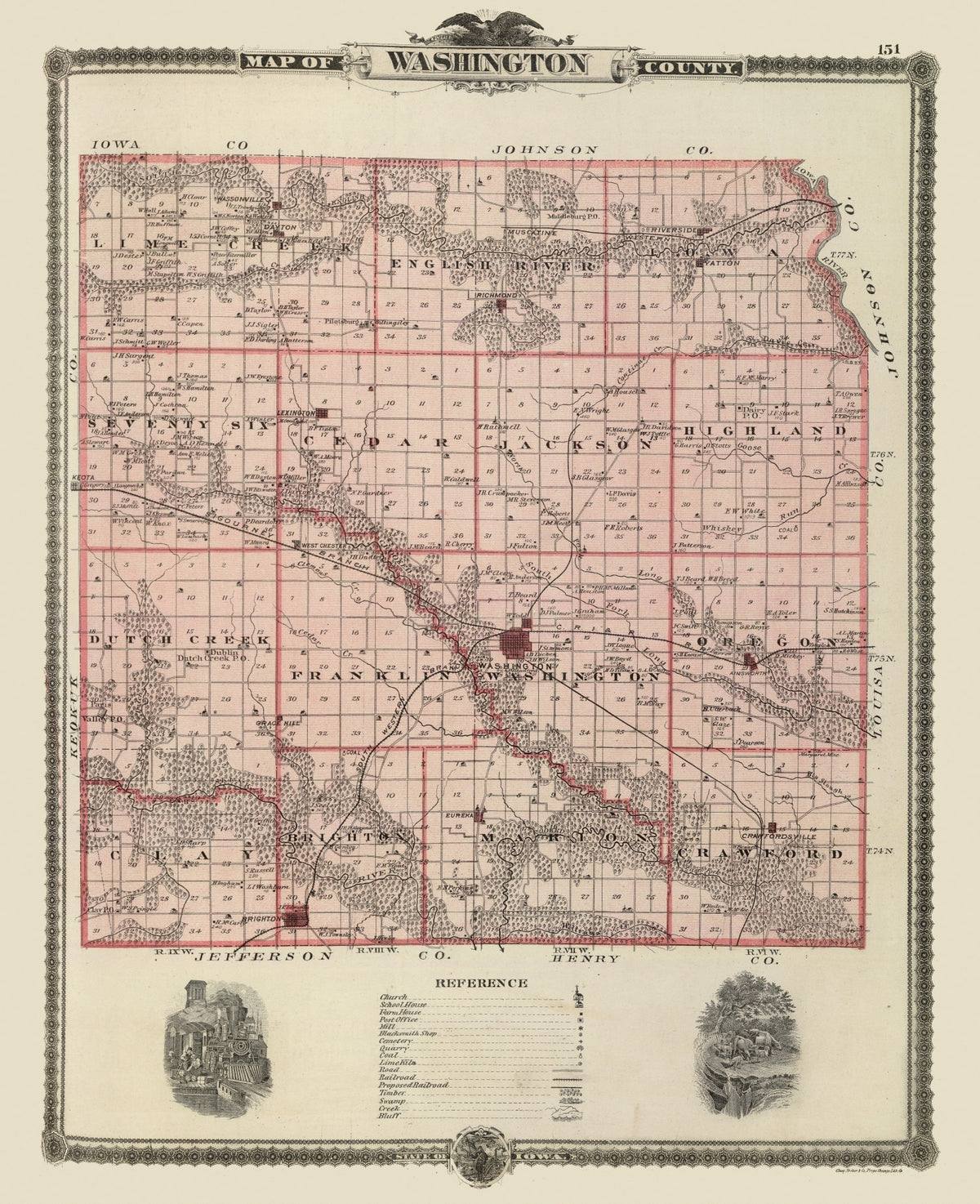 Preview of Vintage Map of Washington County, Iowa 1875