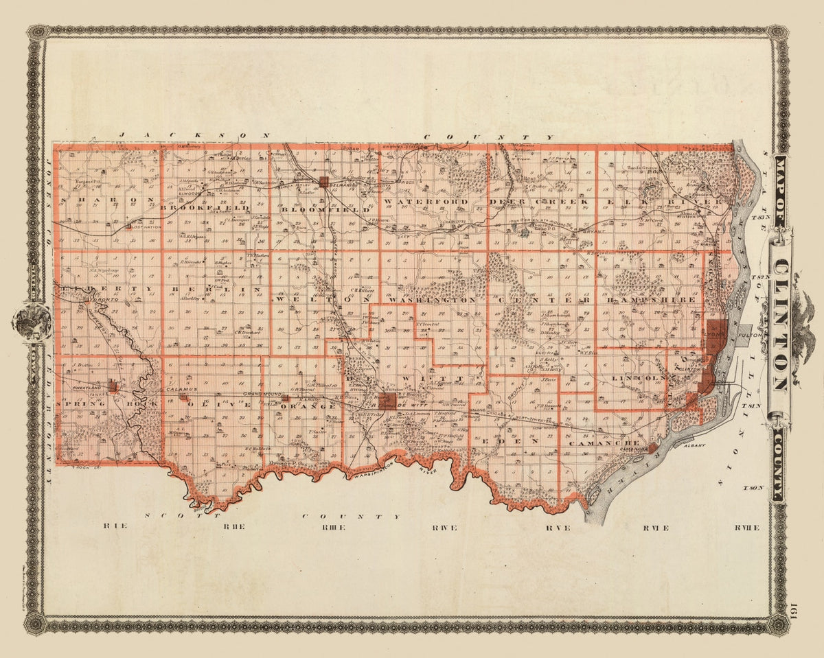 Preview of Vintage Map of Clinton County, Iowa 1875