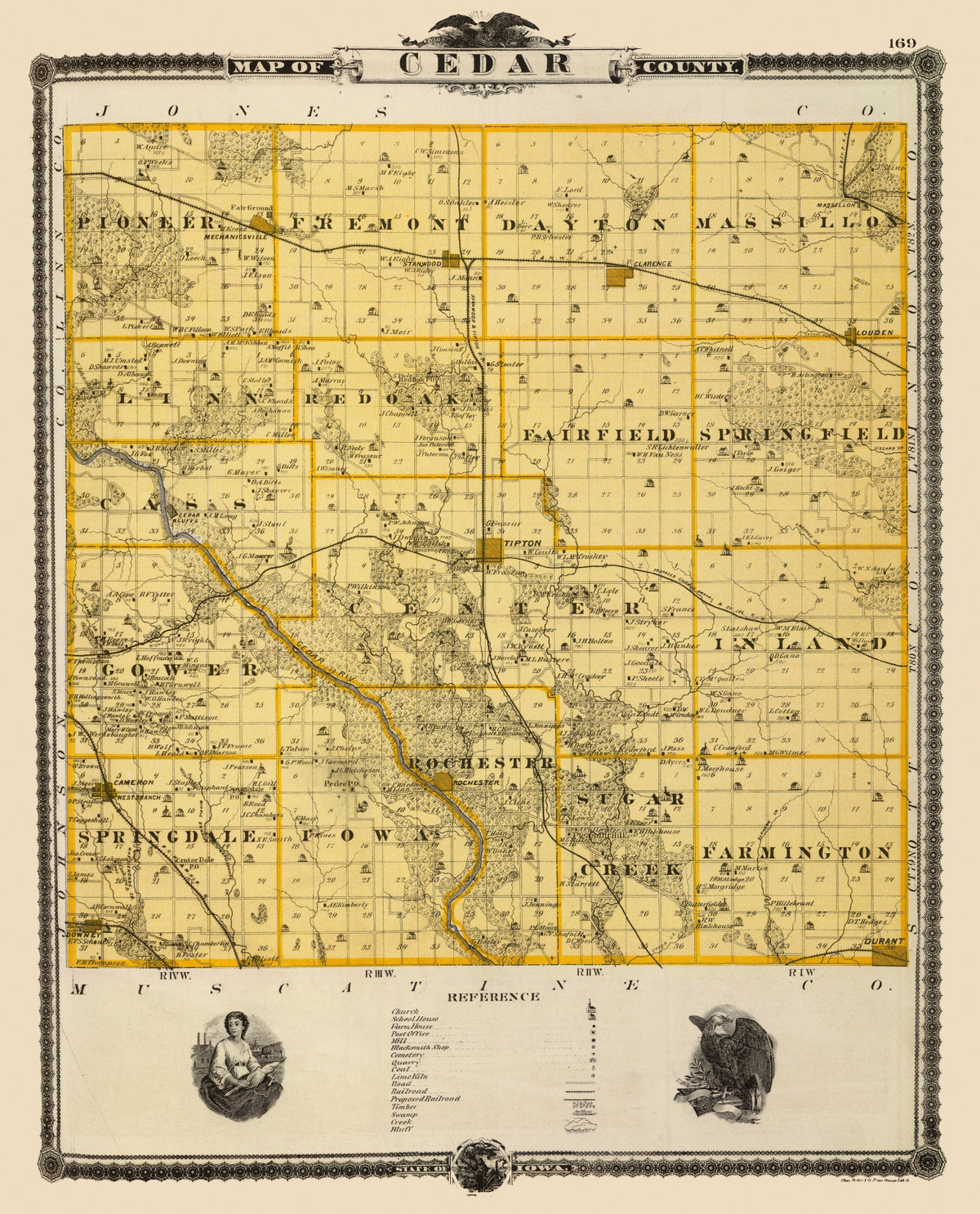 Preview of Vintage Map of Cedar County, Iowa 1875