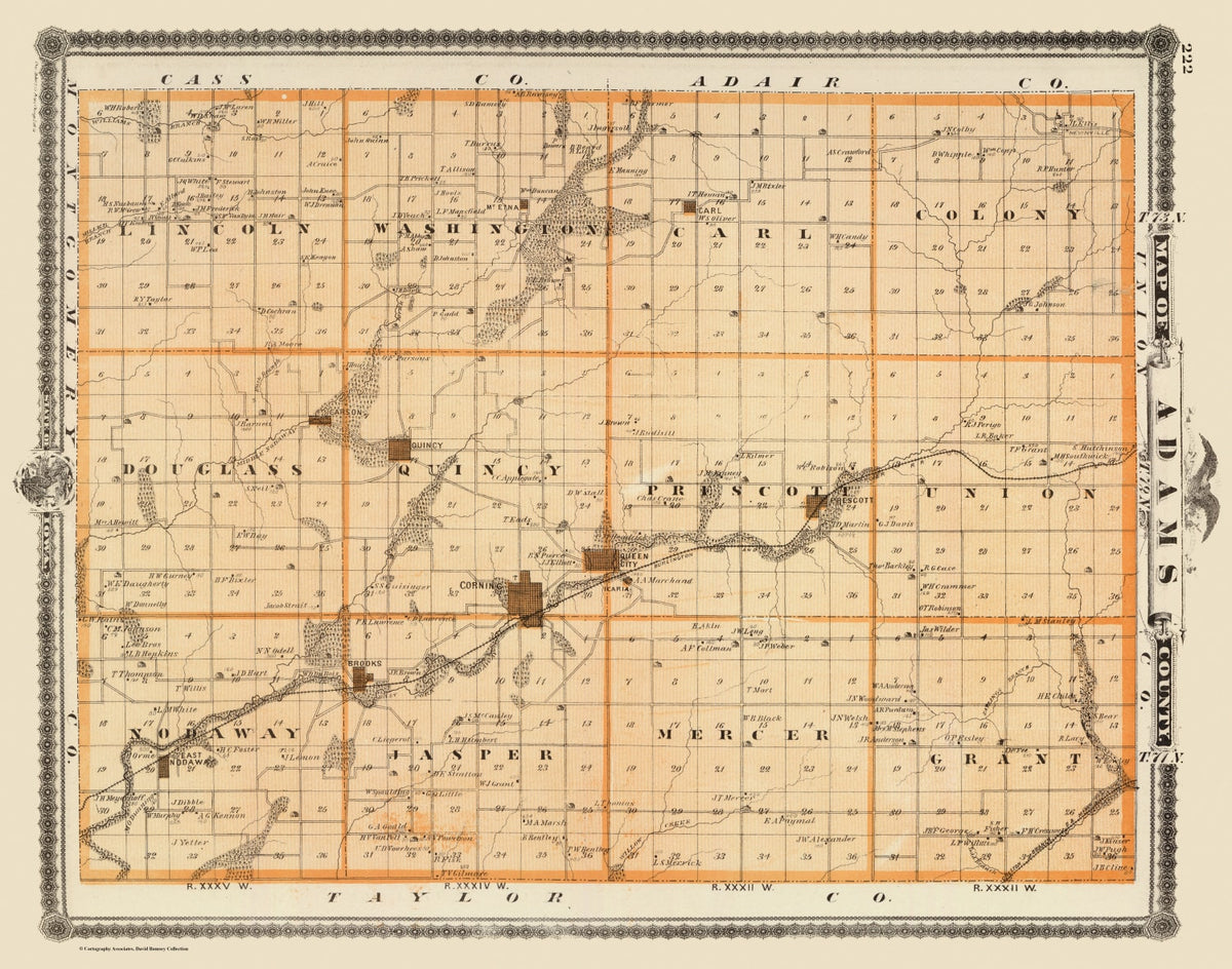 Preview of Vintage Map of Adams County, Iowa 1875