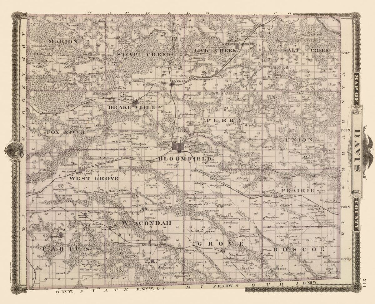Preview of Vintage Map of Davis County, Iowa 1875