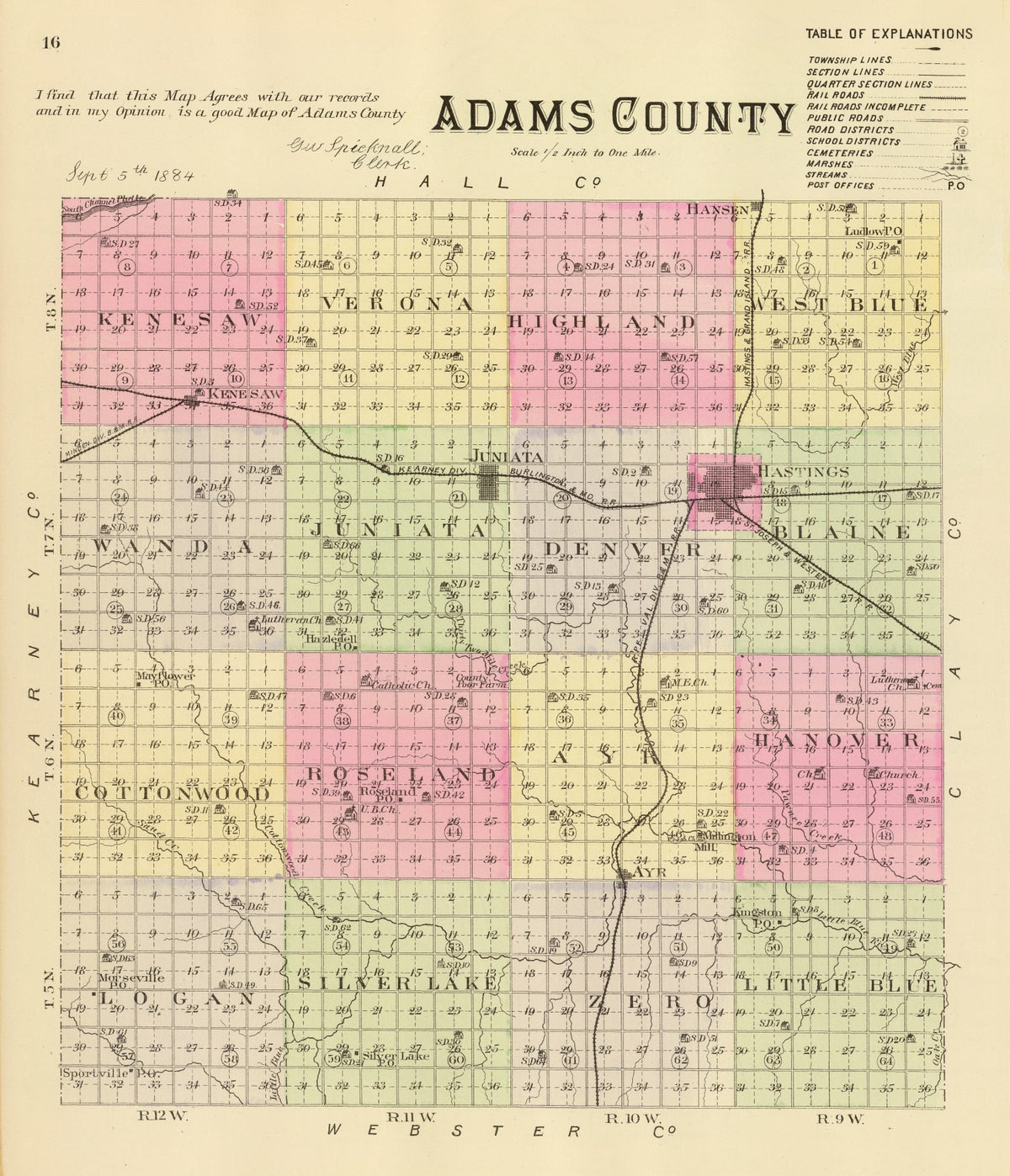 Preview of Vintage Map of Adams County, Nebraska 1885
