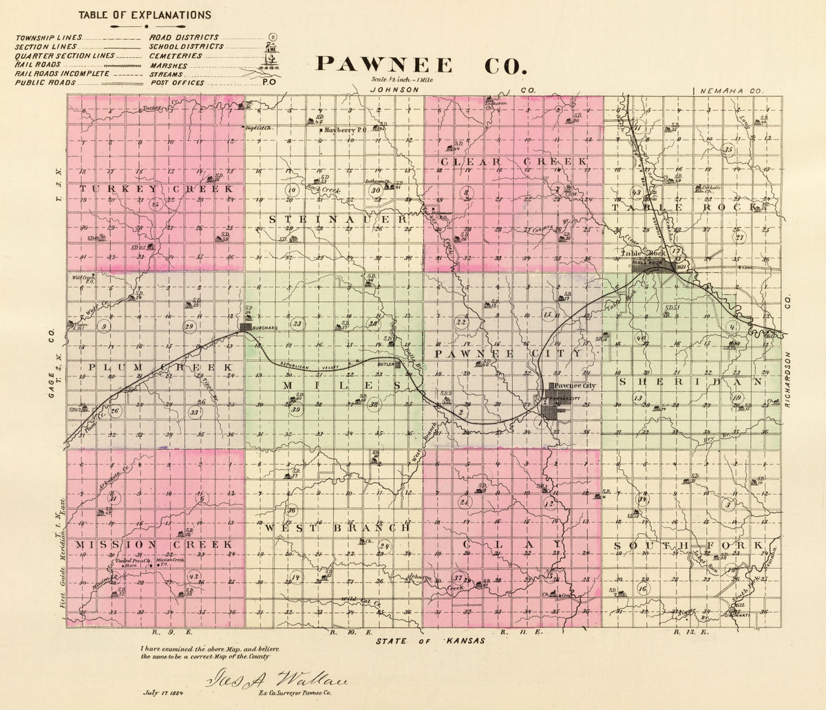 Preview of Vintage Map of Pawnee County, Nebraska 1885