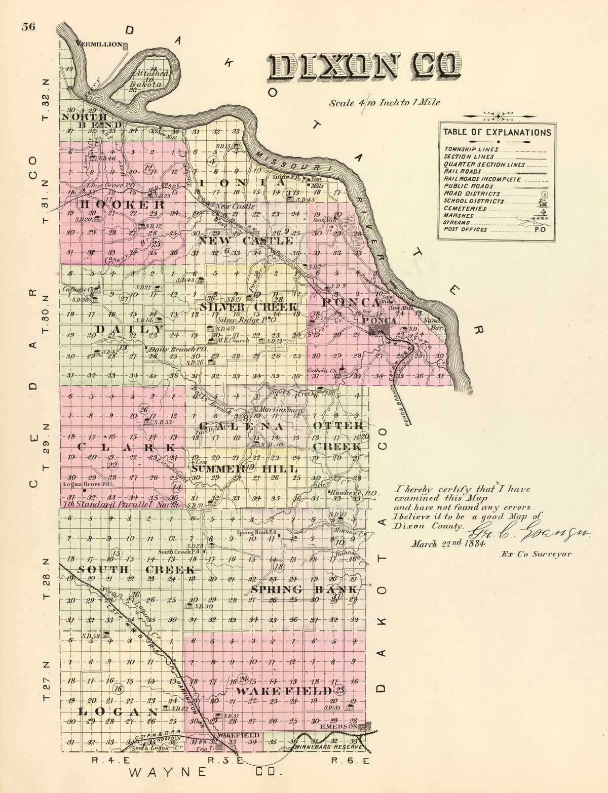 Preview of Vintage Map of Dixon County, Nebraska 1885