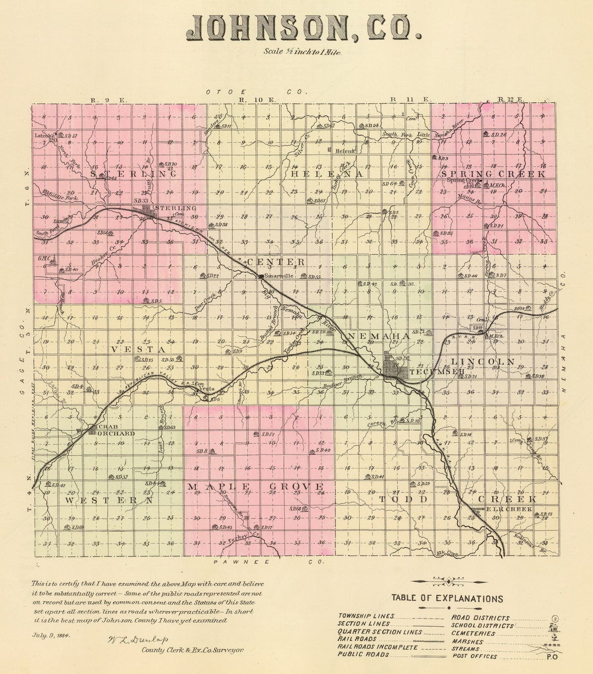 Preview of Vintage Map of Johnson County, Nebraska 1885