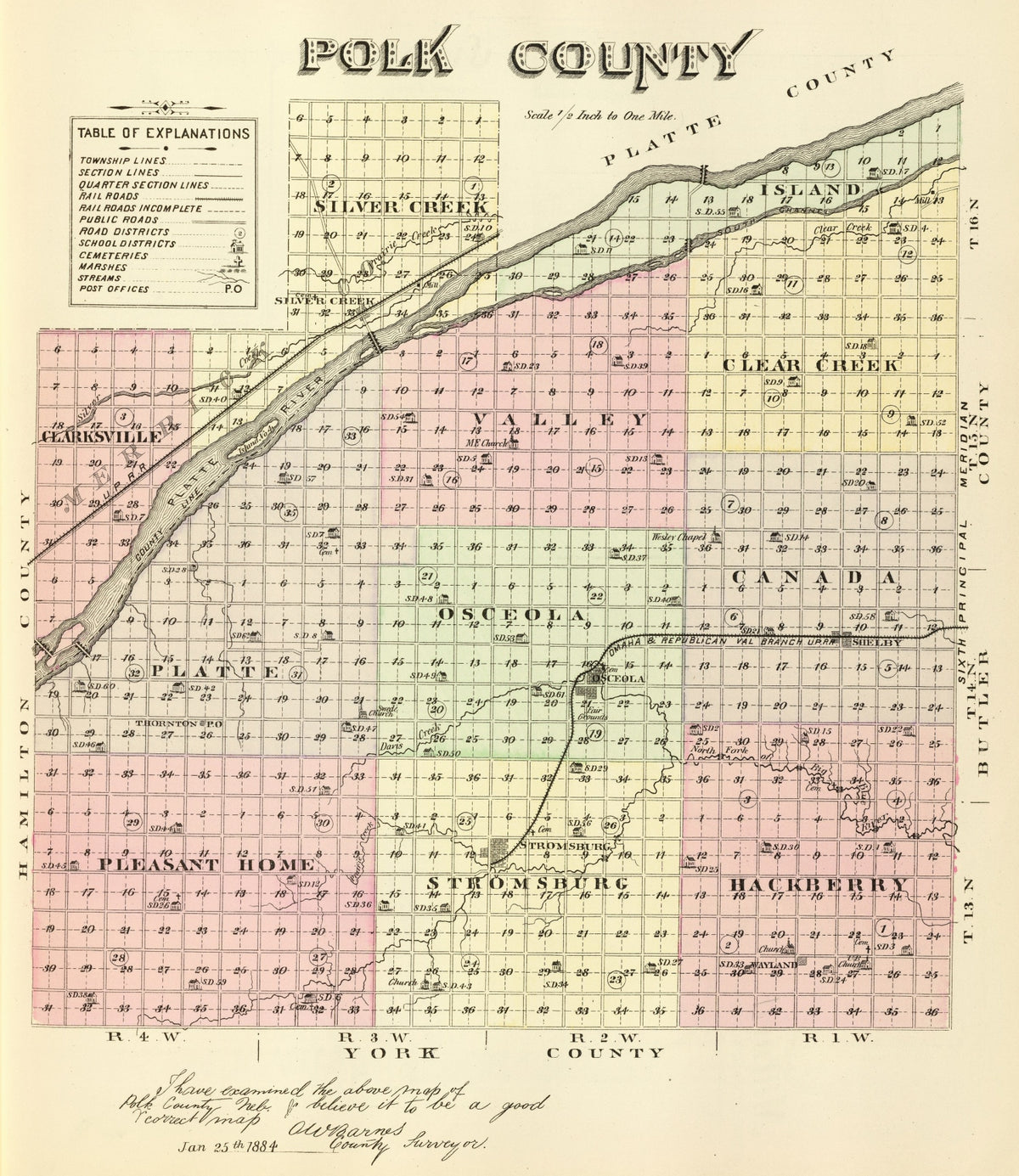 Preview of Vintage Map of Polk County, Nebraska 1885