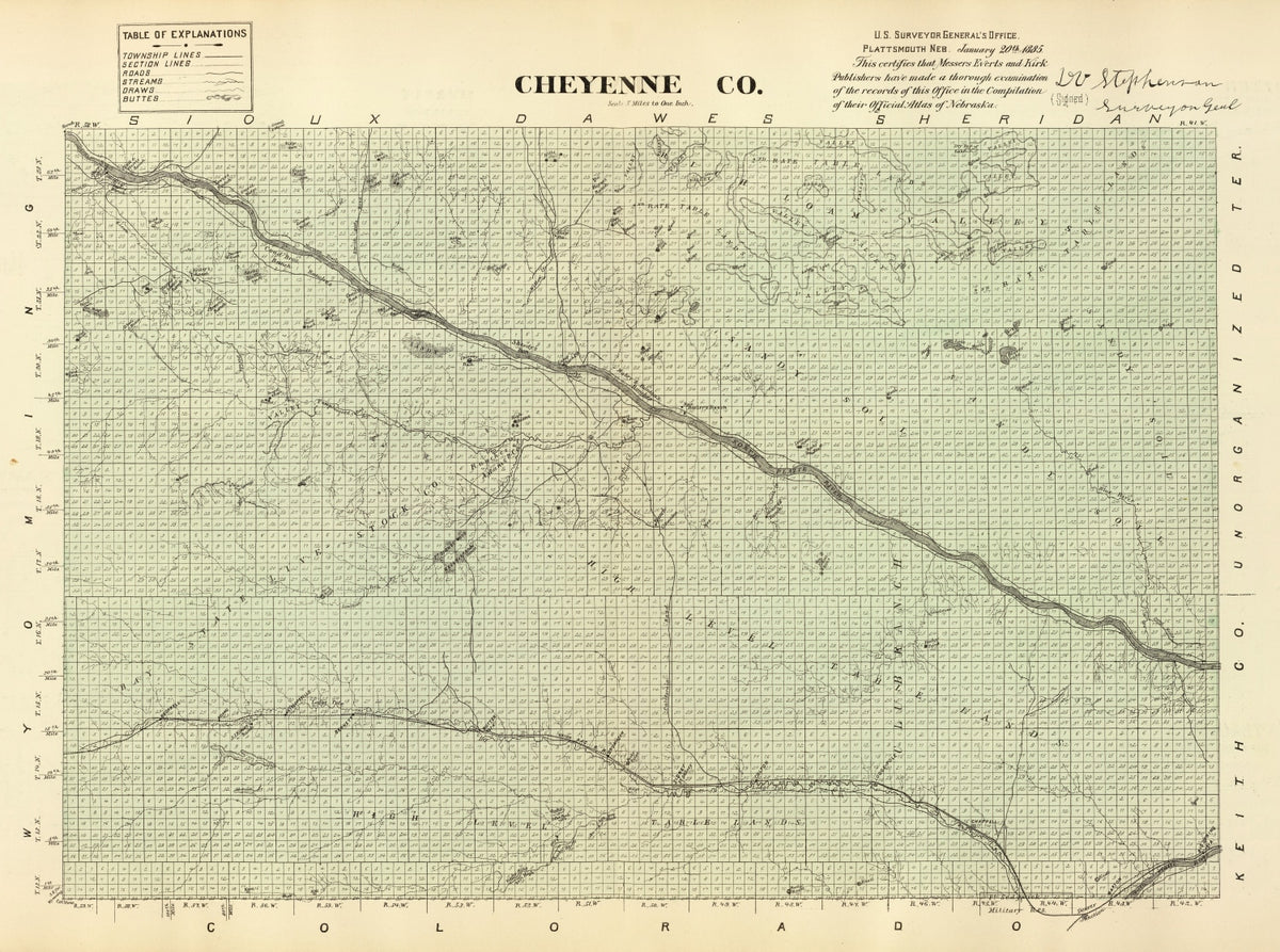 Preview of Vintage Map of Cheyenne County, Nebraska 1885