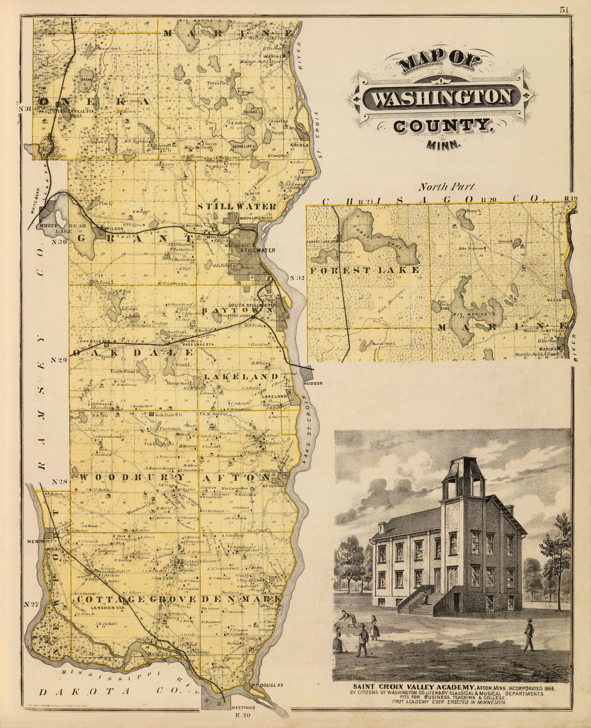 Preview of Vintage Map of Washington County, Minnesota 1874