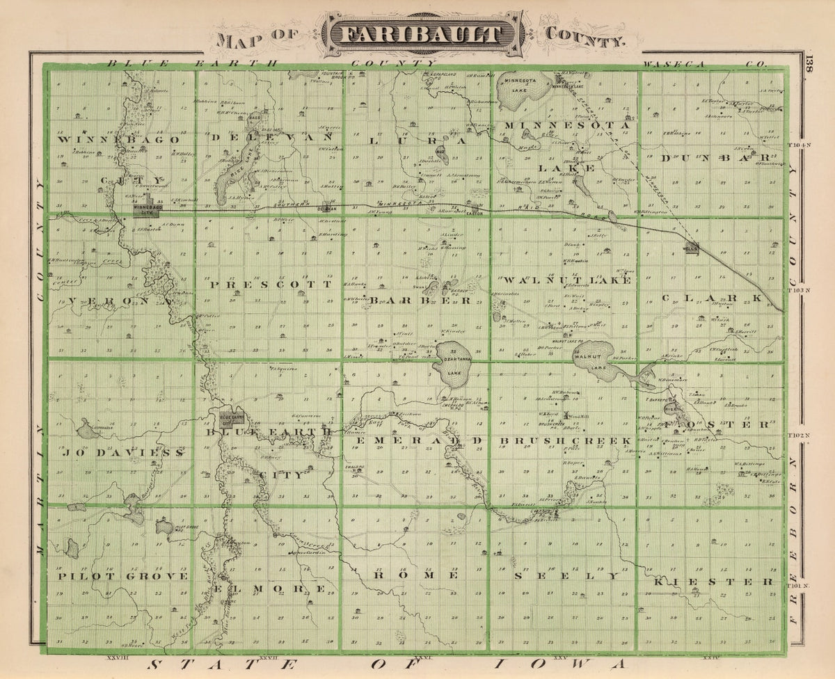 Preview of Vintage Map of Faribault County, Minnesota 1874