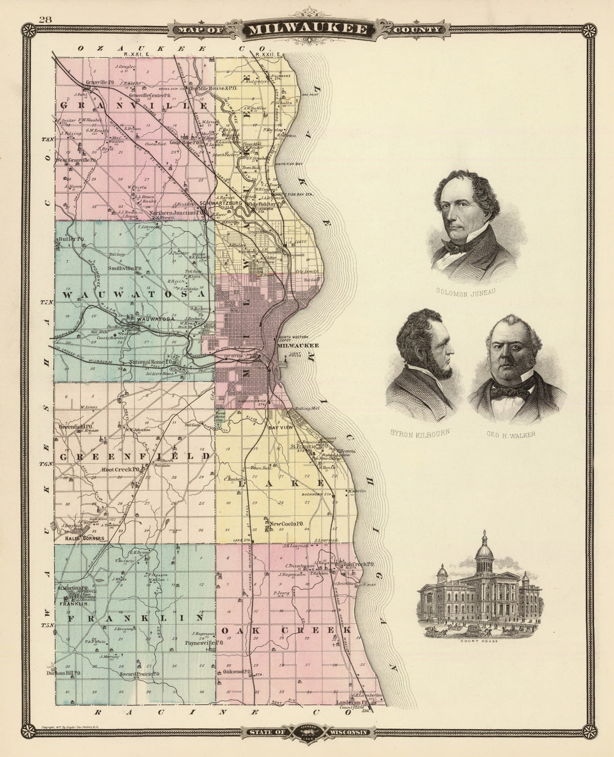 Preview of Vintage Map of Milwaukee County, Wisconsin 1878