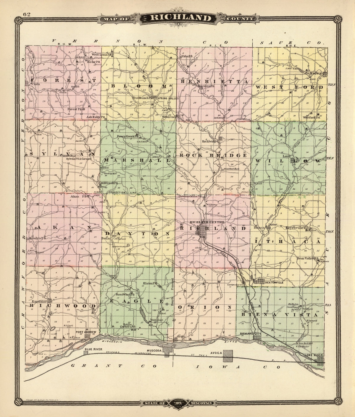 Preview of Vintage Map of Richland County, Wisconsin 1878