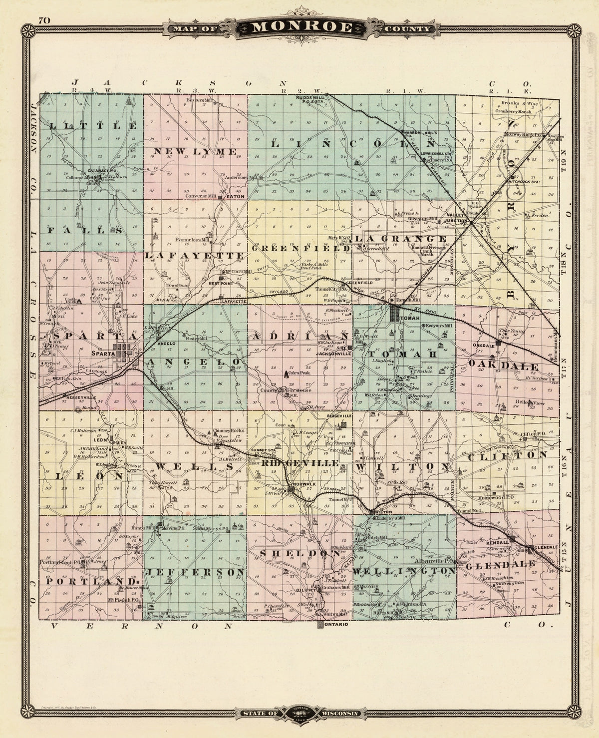 Preview of Vintage Map of Monroe County, Wisconsin 1878