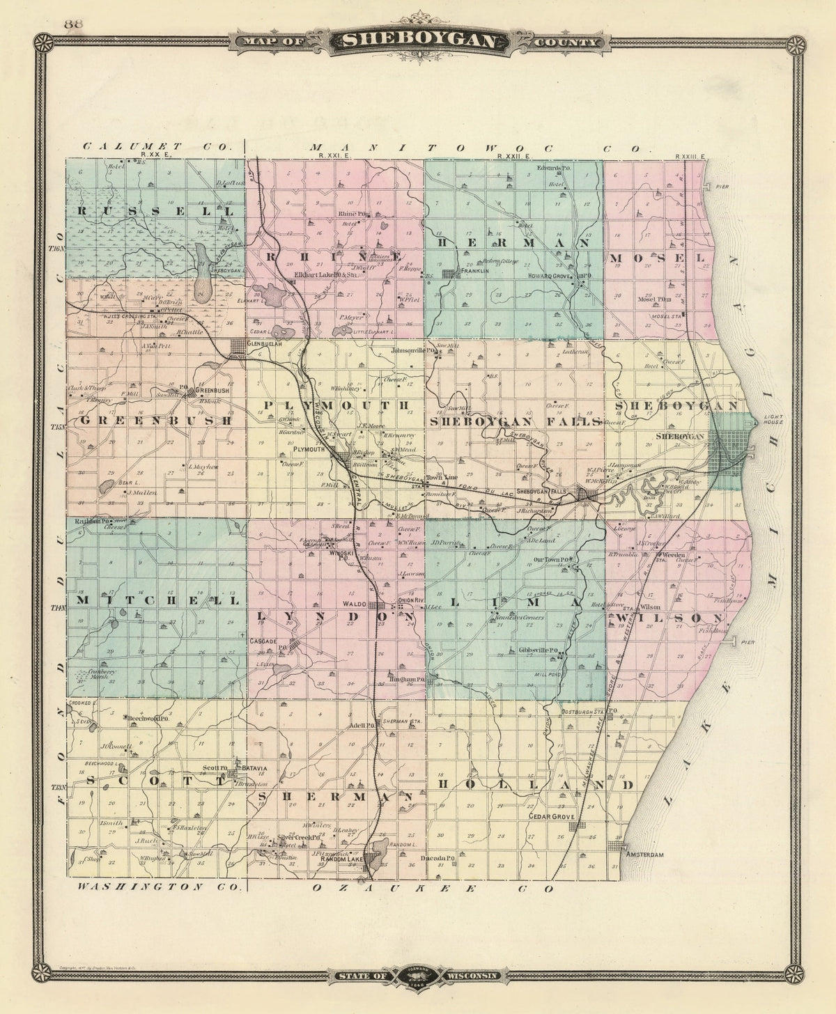 Preview of Vintage Map of Sheboygan County, Wisconsin 1878