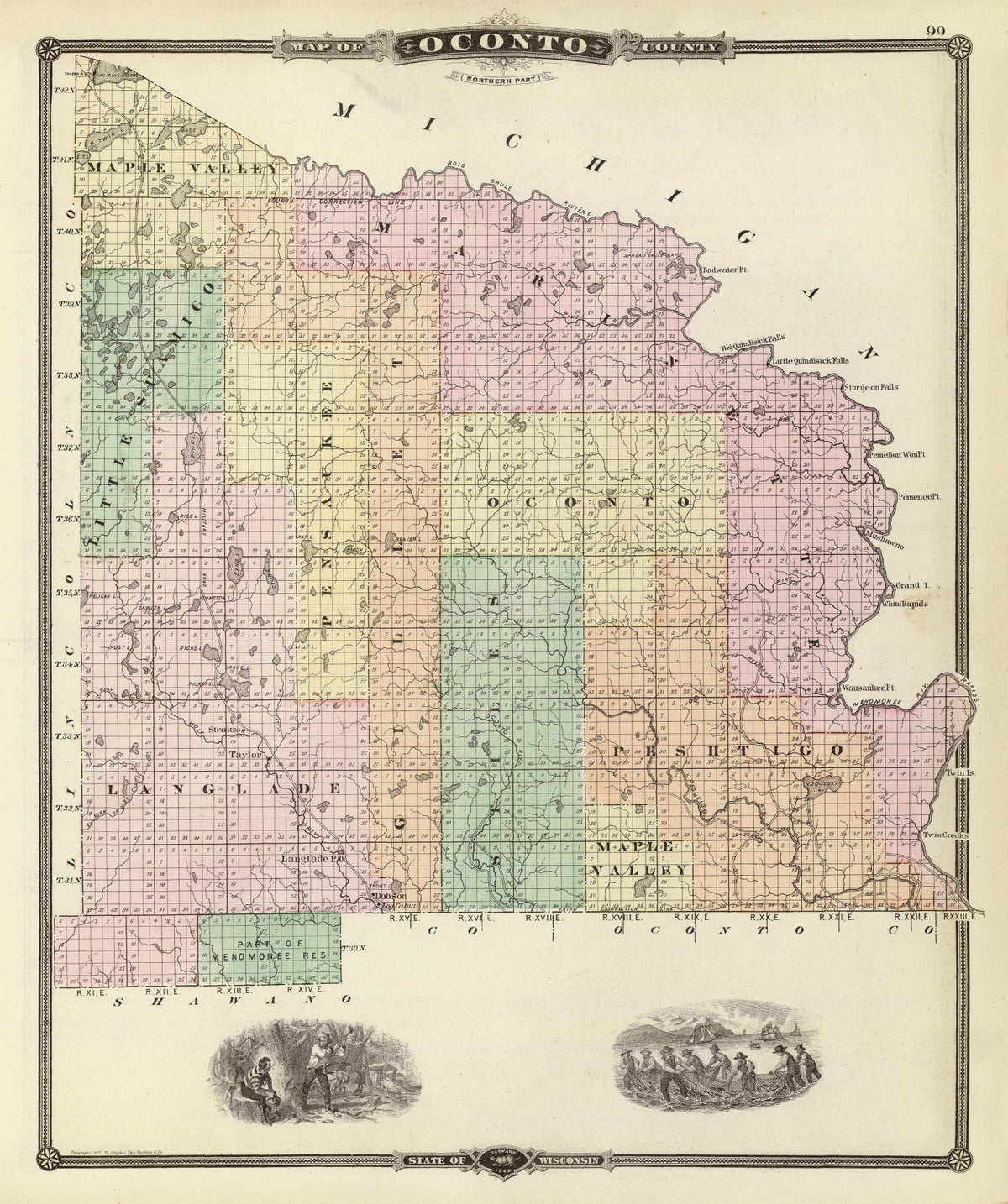 Preview of Vintage Map of Oconto County, Wisconsin 1878