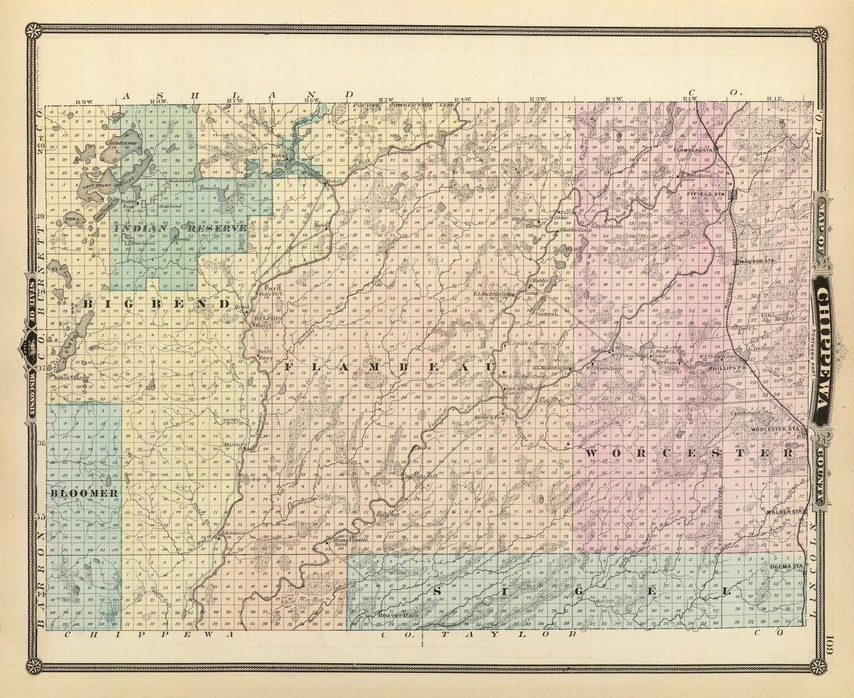 Preview of Vintage Map of Chippewa County, Wisconsin 1878