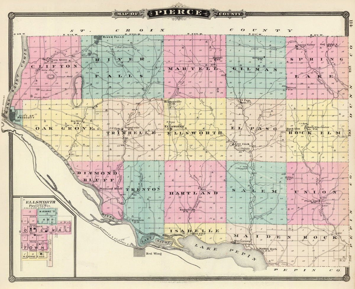 Preview of Vintage Map of Pierce County, Wisconsin 1878
