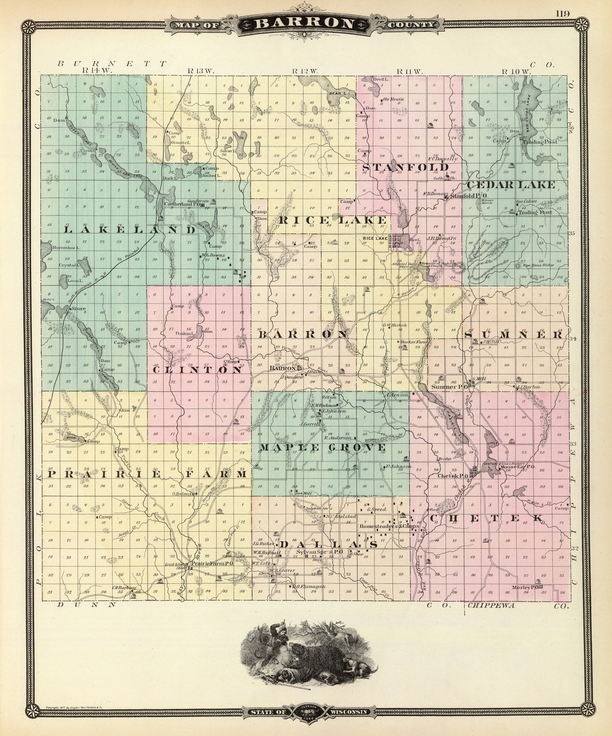 Preview of Vintage Map of Barron County, Wisconsin 1878