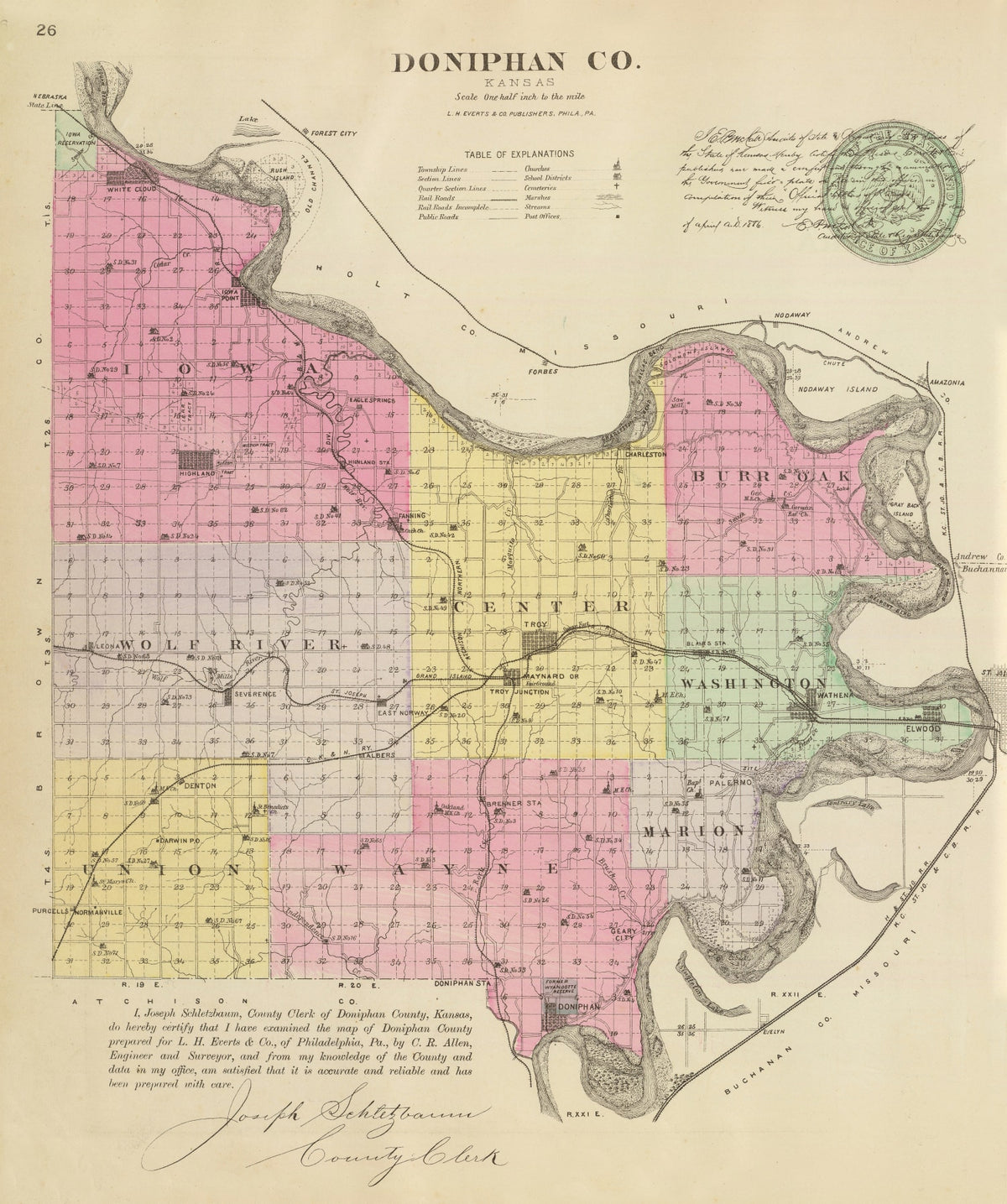 Preview of Vintage Map of Doniphan County, Kansas 1887