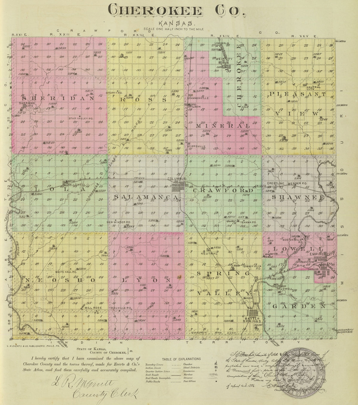 Preview of Vintage Map of Cherokee County, Kansas 1887