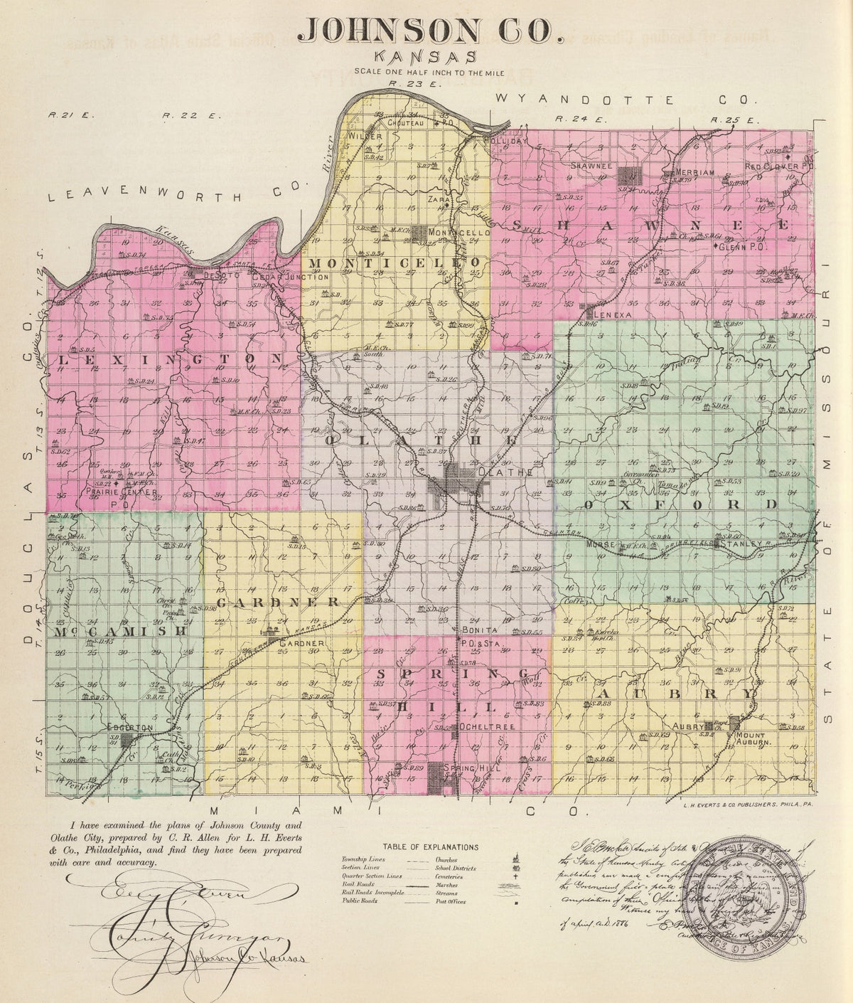 Preview of Vintage Map of Johnson County, Kansas 1887
