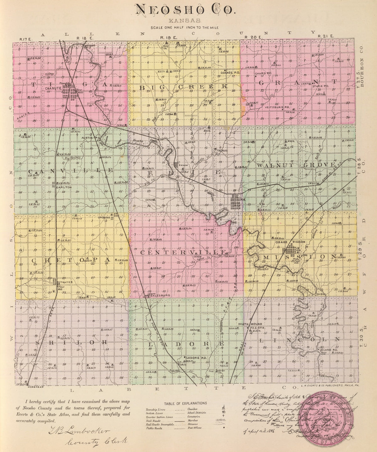 Preview of Vintage Map of Neosho County, Kansas 1887
