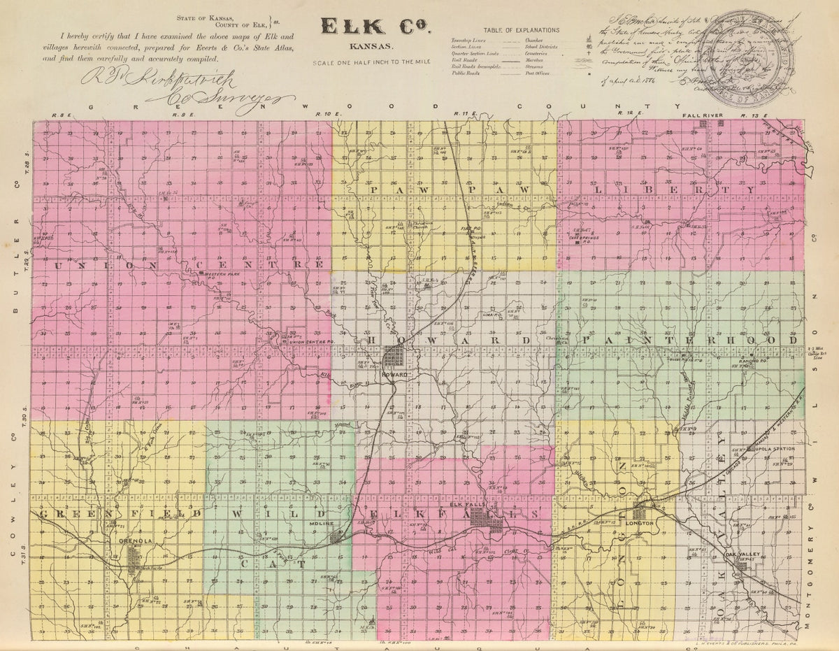 Preview of Vintage Map of Elk County, Kansas 1887