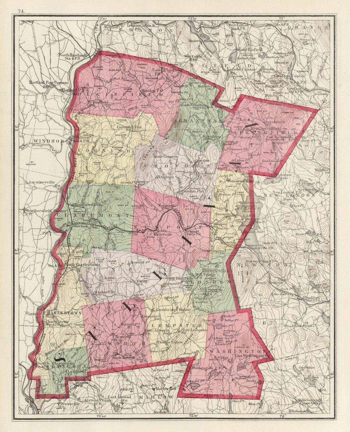 Preview of Vintage Map of Sullivan County, New Hampshire 1877
