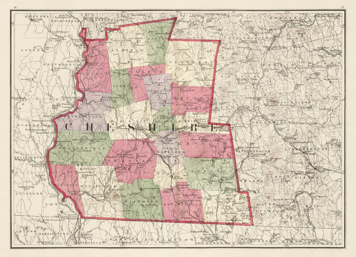 Preview of Vintage Map of Cheshire County, New Hampshire 1877