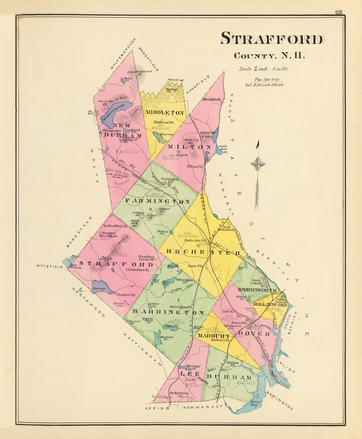 Preview of Vintage Map of Strafford County, New Hampshire 1892