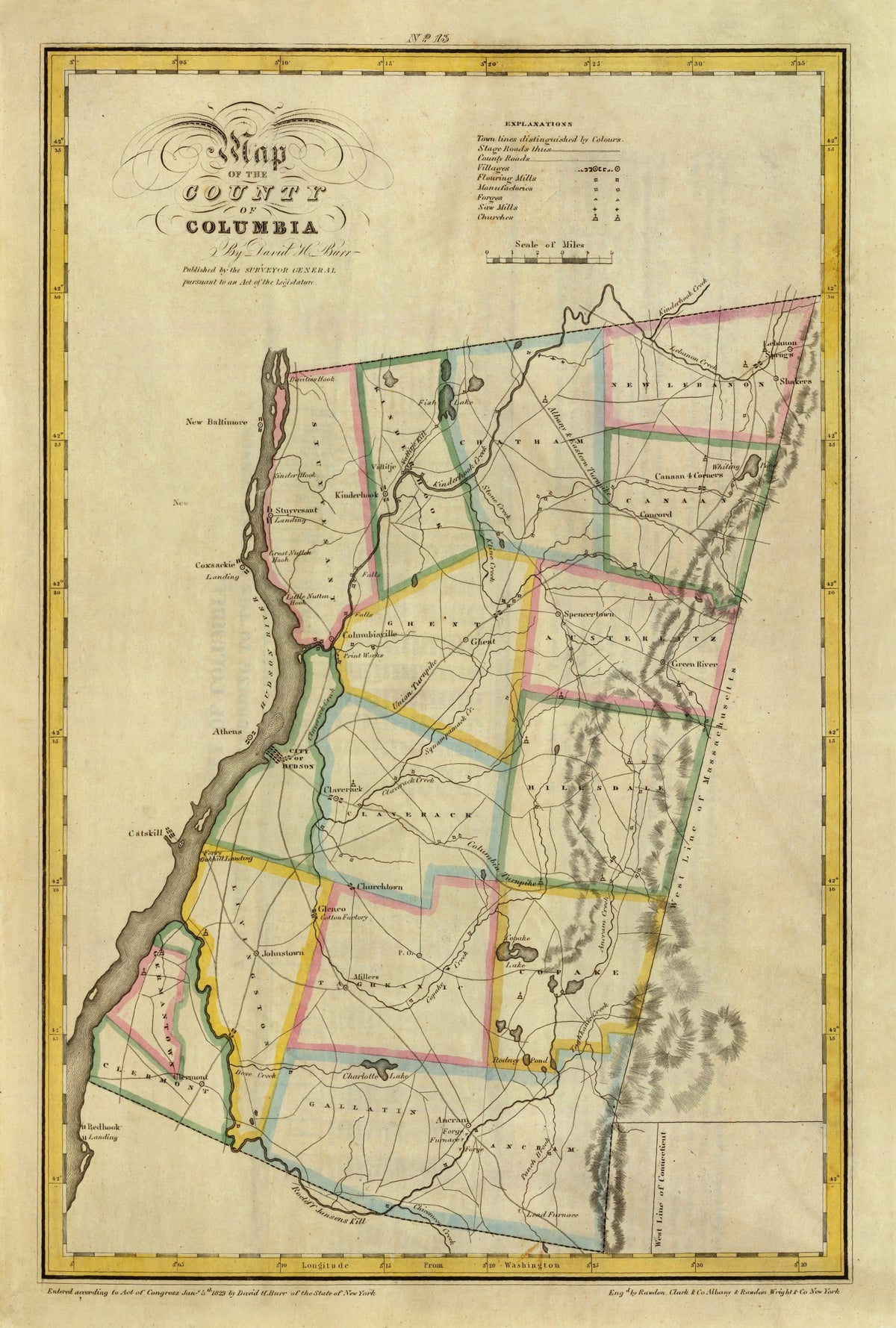 Preview of Vintage Map of Columbia County, New York 1829
