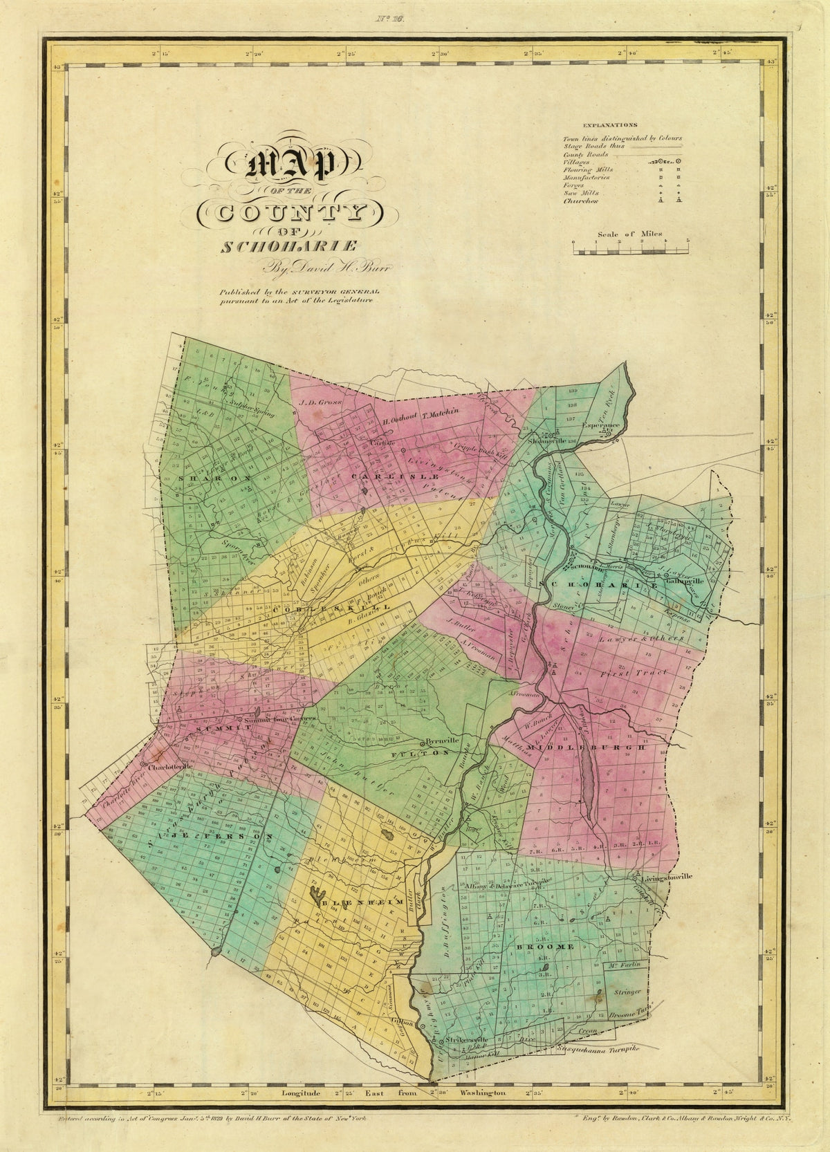 Preview of Vintage Map of Schoharie County, New York 1829
