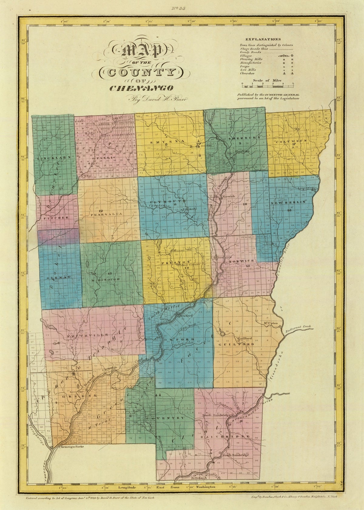 Preview of Vintage Map of Chenango County, New York 1829