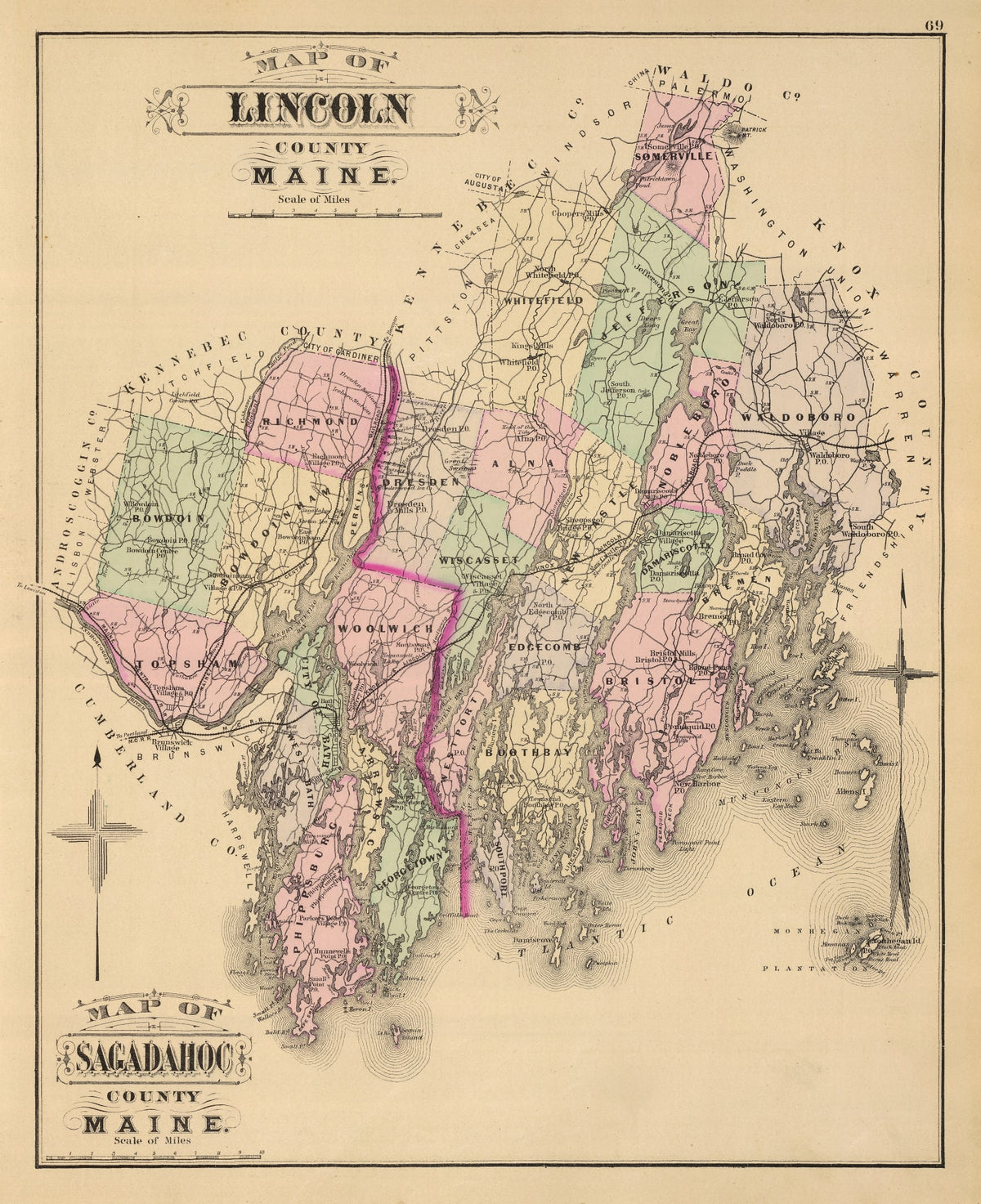 Preview of Vintage Map of Lincoln County, Maine 1885