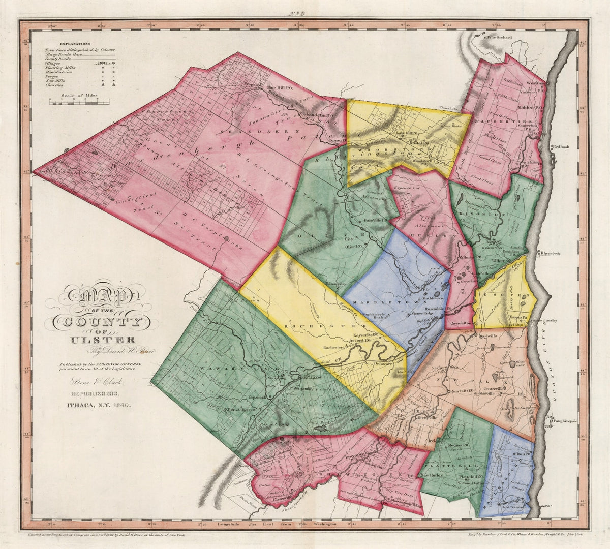 Preview of Vintage Map of Ulster County, New York 1840