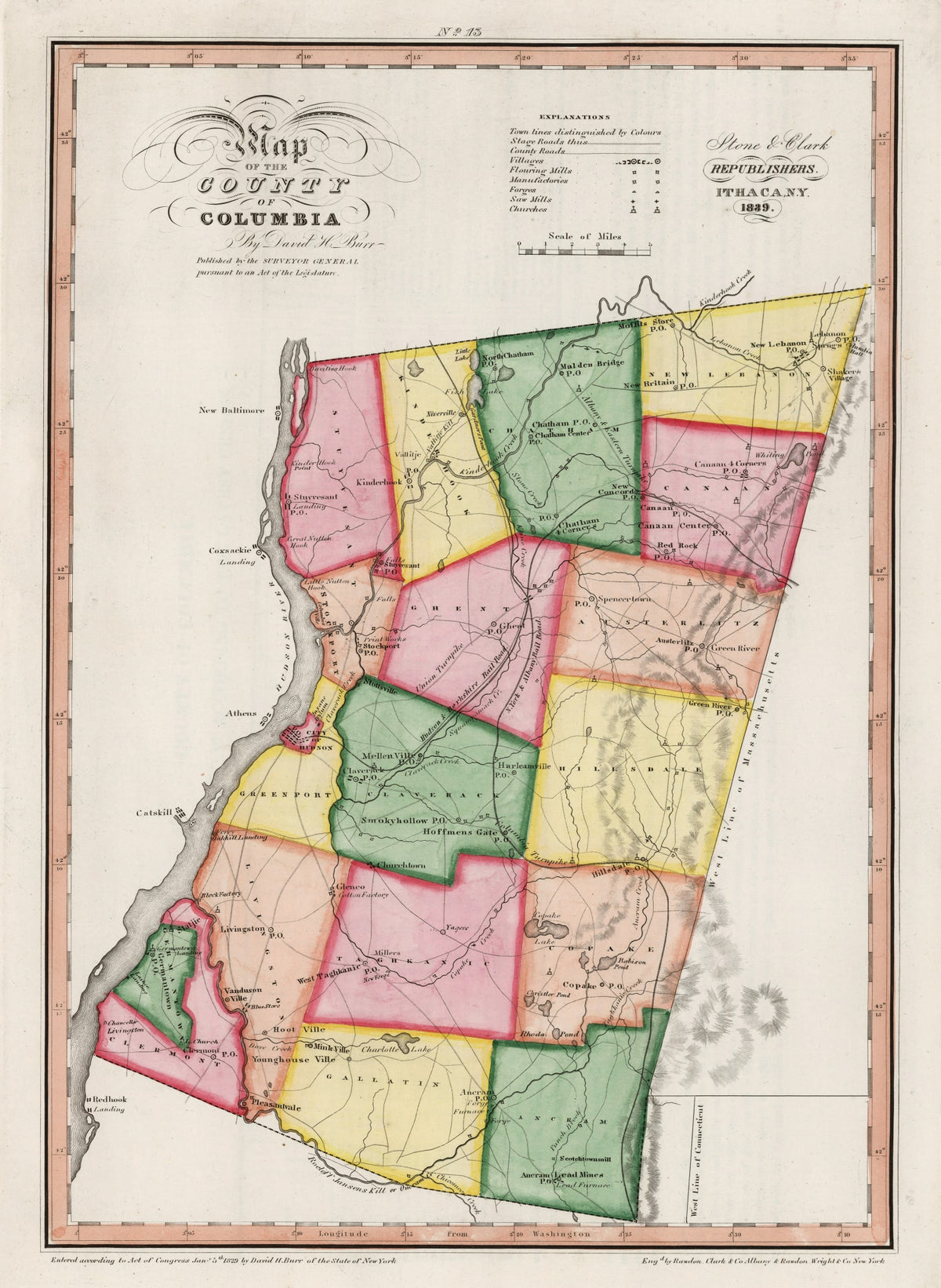 Preview of Vintage Map of Columbia County, New York 1839