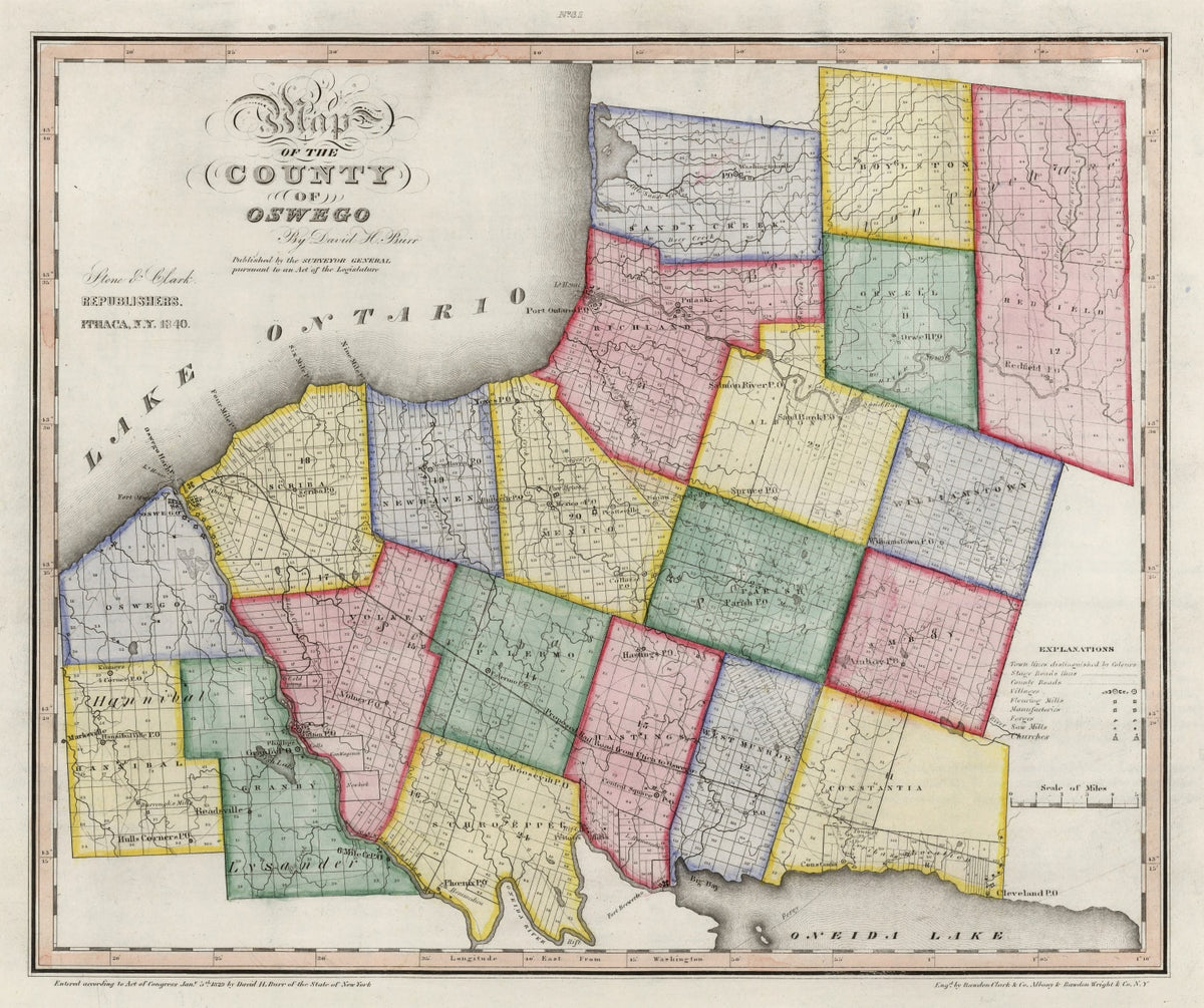 Preview of Vintage Map of Oswego County, New York 1840