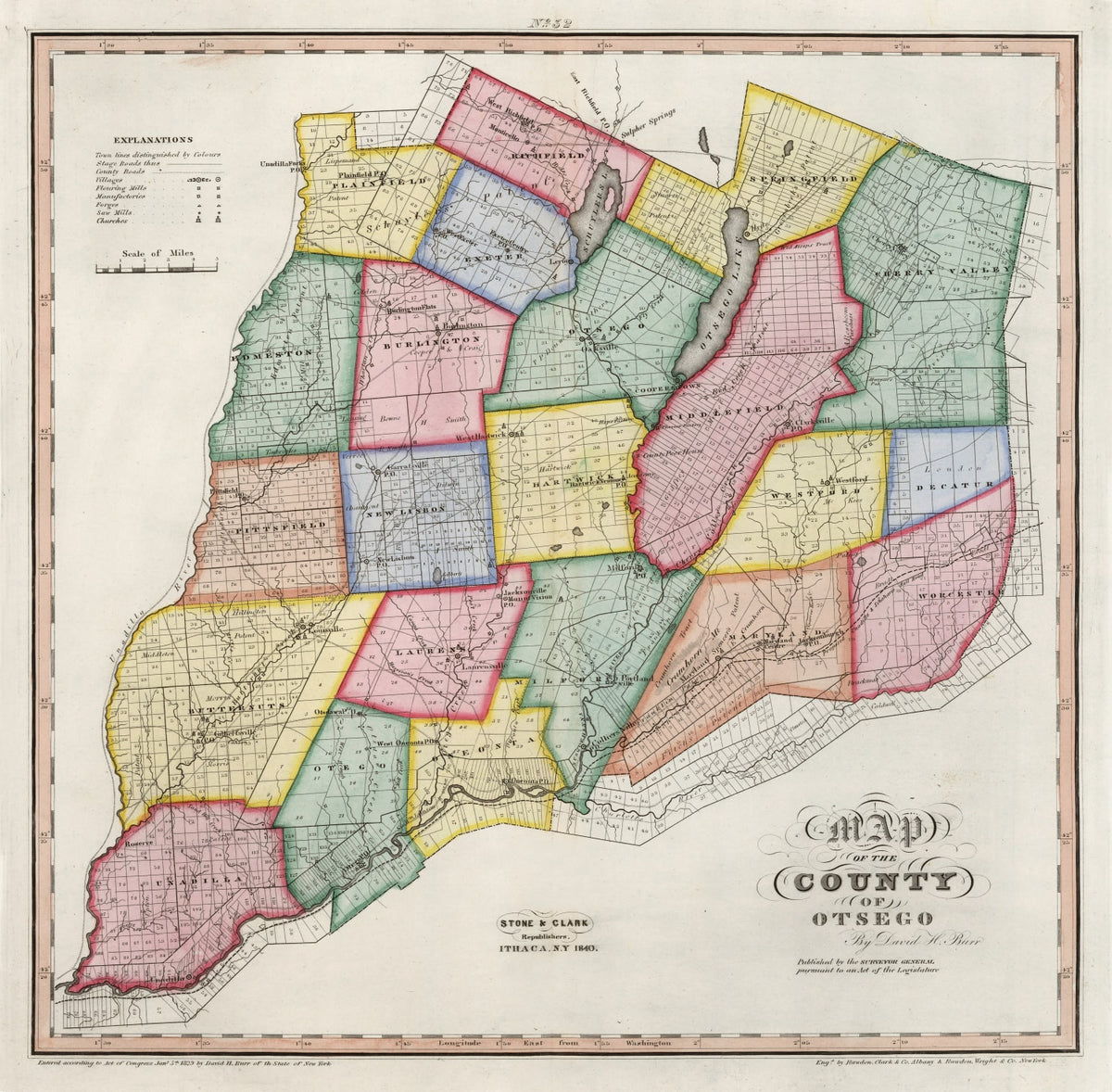 Preview of Vintage Map of Otsego County, New York 1840